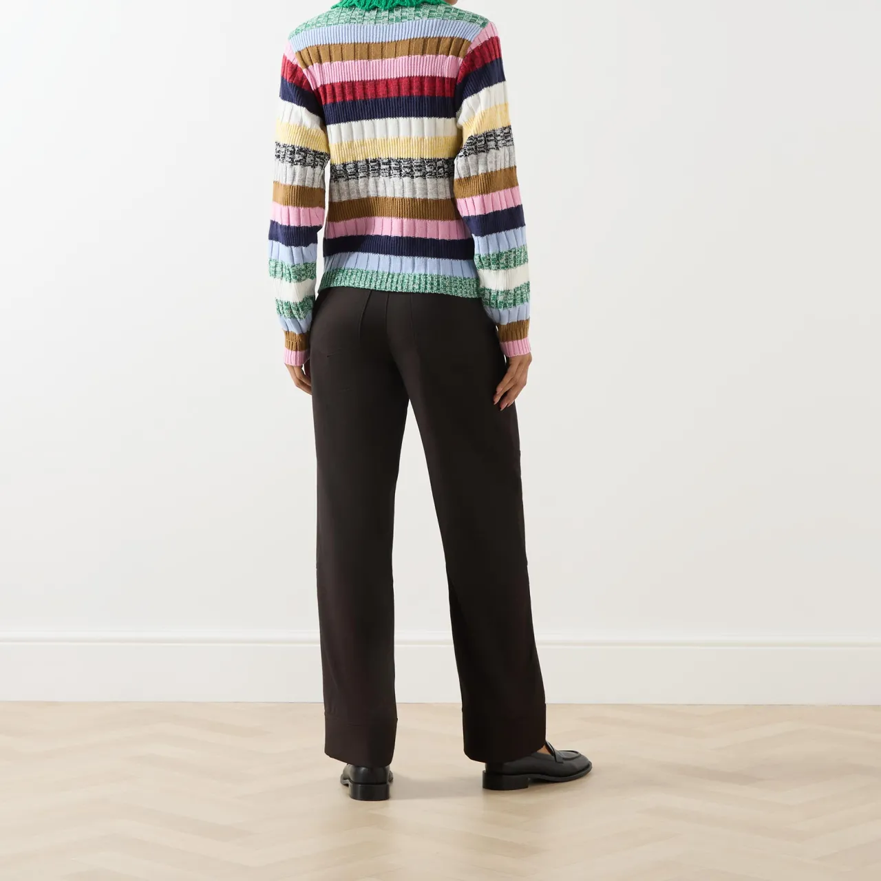 Online Stripe Knit Polo Shirt Women Tops
