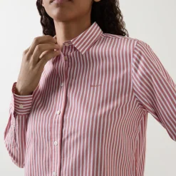 Outlet Stripe Logo Shirt Women Tops
