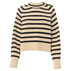 New Striped Button Detail Sweater Women Sweaters & Cardigans