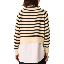 New Striped Button Detail Sweater Women Sweaters & Cardigans