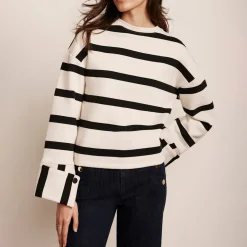 Striped Cuff Detail Sweatshirt Women Sweatshirts & Hoodies