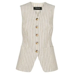 New Striped Linen Waistcoat Top Women Tops