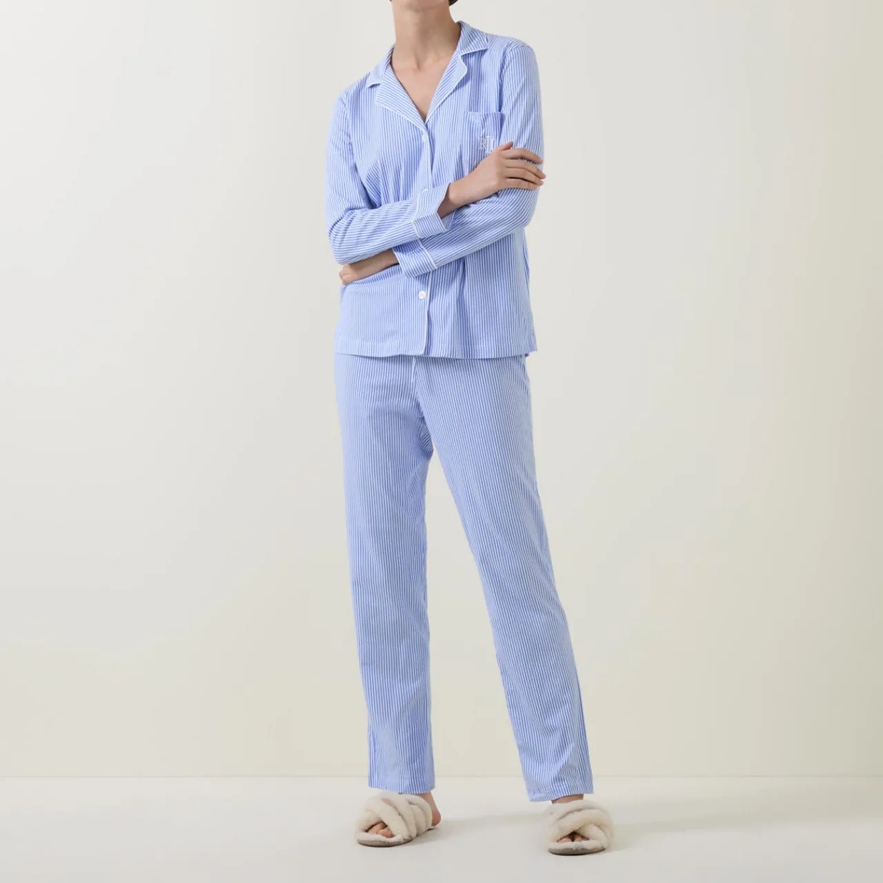Clearance Striped Logo Pyjama Set Women Sleepwear