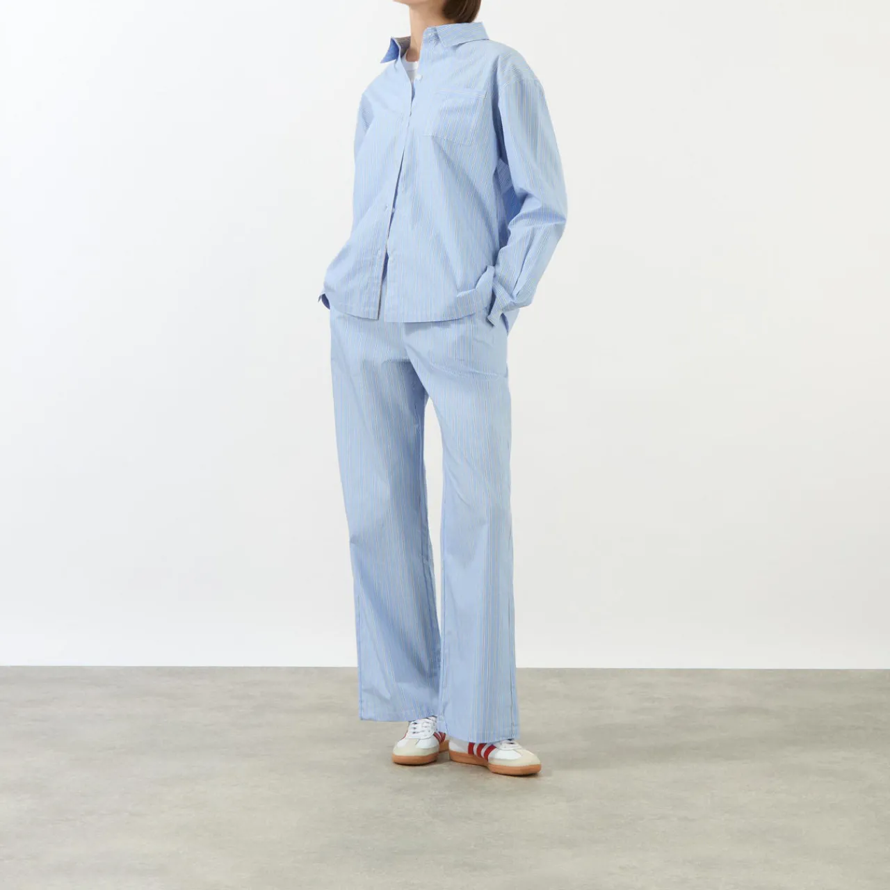 Sale Striped Oversized Shirt Women Tops