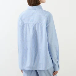 Sale Striped Oversized Shirt Women Tops
