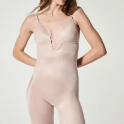 Clearance Suit Your Fancy Medium Control Plunge Low Back Mid-Thigh Bodysuit Women Shapewear