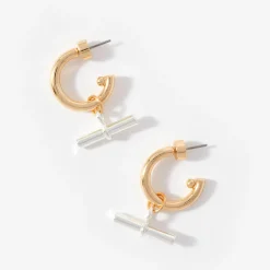 Online T-Bar Charm Hoop Earrings Women Earrings