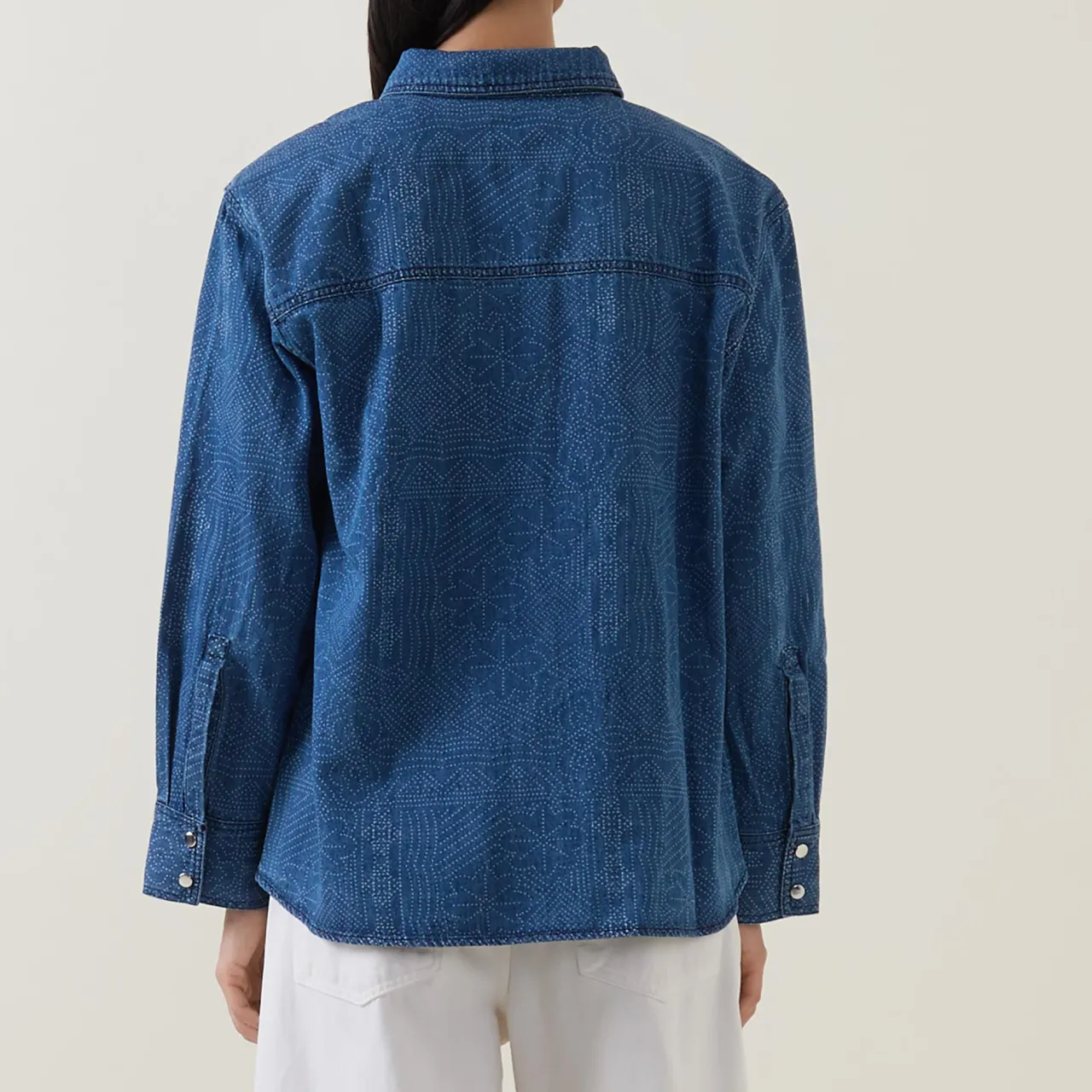 Outlet Teresa Printed Denim Shirt Women Tops