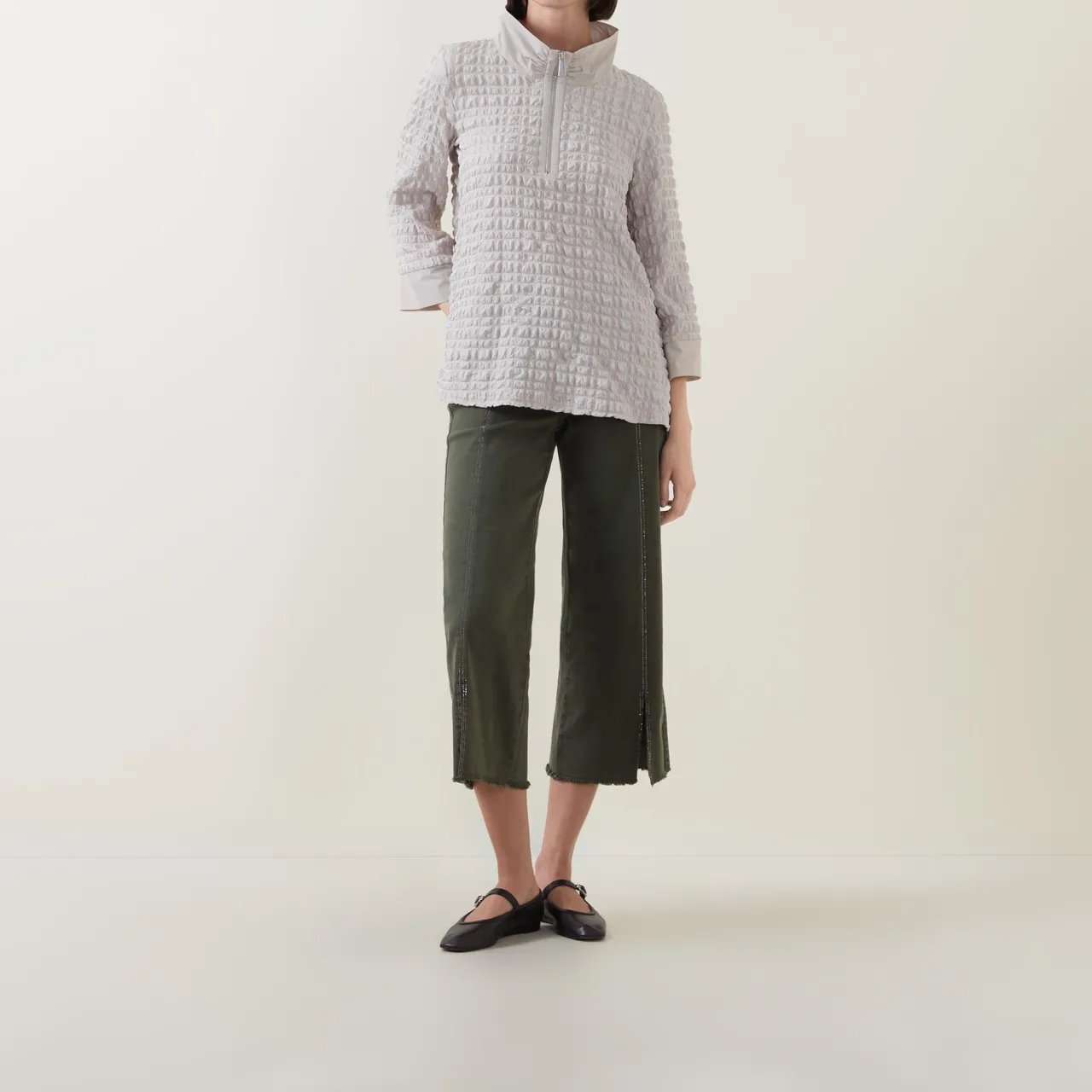 Discount Textured Half-Zip Sweatshirt Women Sweatshirts & Hoodies