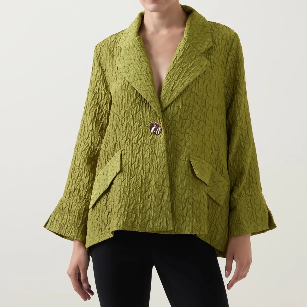 Outlet Textured Jacquard Swing Jacket Women Coats & Jackets