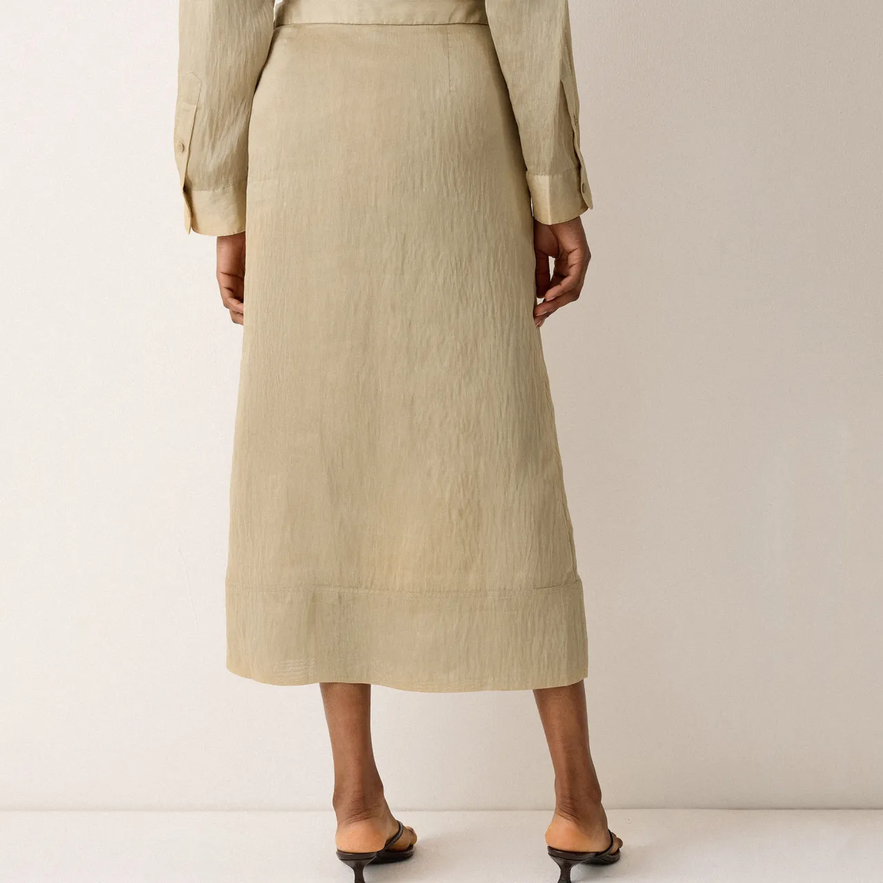 New Textured Seam Side Slit Skirt Women Skirts