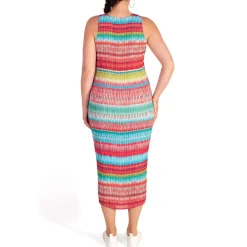 Outlet Textured Striped Dress Women Dresses