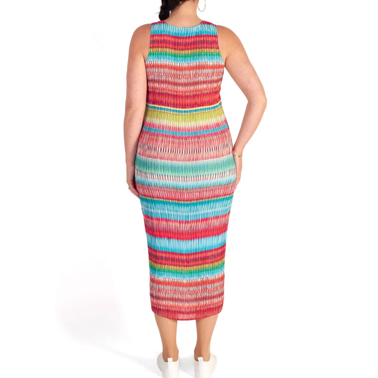 Outlet Textured Striped Dress Women Dresses