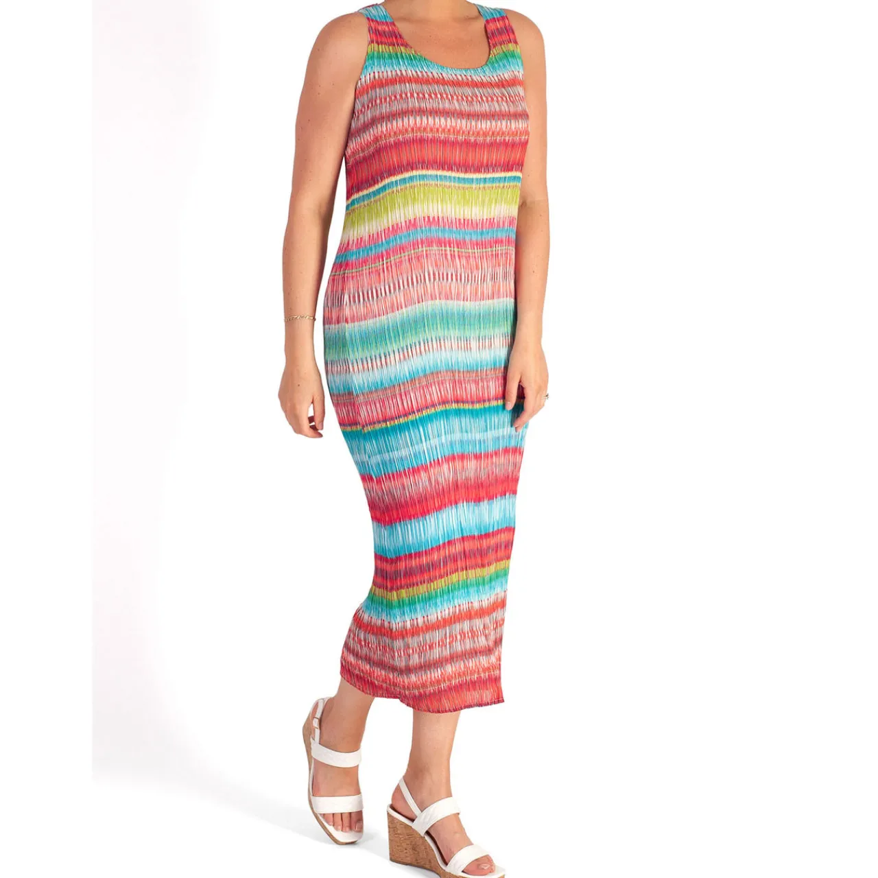 Outlet Textured Striped Dress Women Dresses