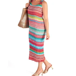 Outlet Textured Striped Dress Women Dresses