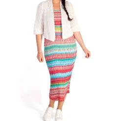 Outlet Textured Striped Dress Women Dresses