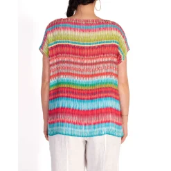 Online Textured Striped T-Shirt Women Tops