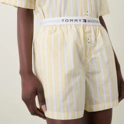 Best TH Logo Striped Pyjama Shorts Women Sleepwear