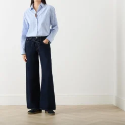 Online Tie-Fastening Wide Leg Jeans Women Denim