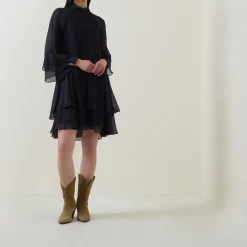 Hot Tiered Ruffle Mini Flared Dress Women Dresses