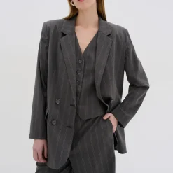 New Tito Pinstripe Double-Breasted Blazer Women Coats & Jackets