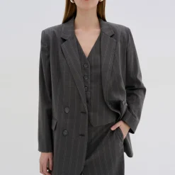 New Tito Pinstripe Double-Breasted Blazer Women Coats & Jackets