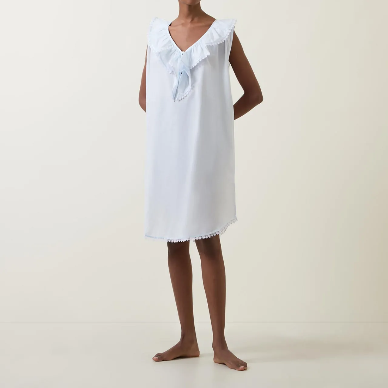 Best Tomy Ruffle Embellished Night Dress Women Sleepwear
