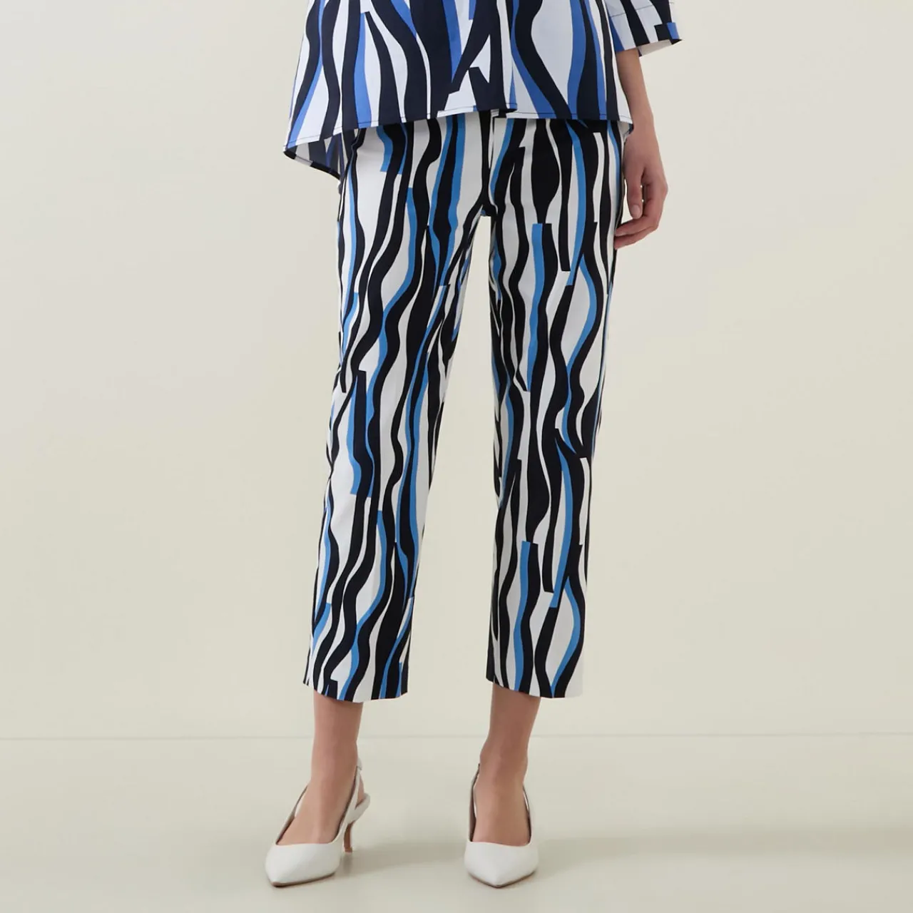 Sale Tonal Abstract Print Cropped Trousers Women Trousers & Shorts
