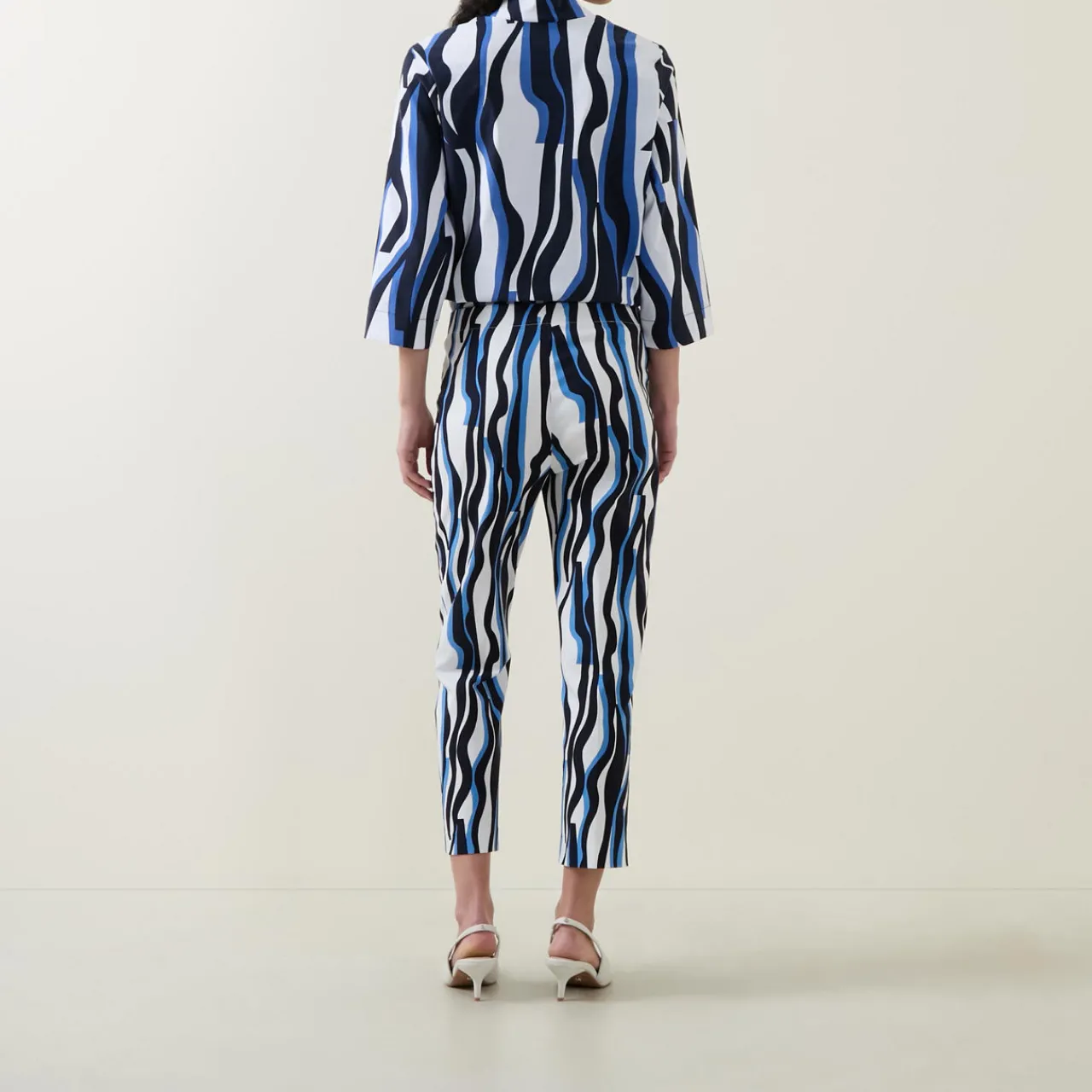 Sale Tonal Abstract Print Cropped Trousers Women Trousers & Shorts