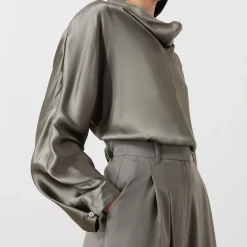 Hot Torba Draped Blouse Women Tops