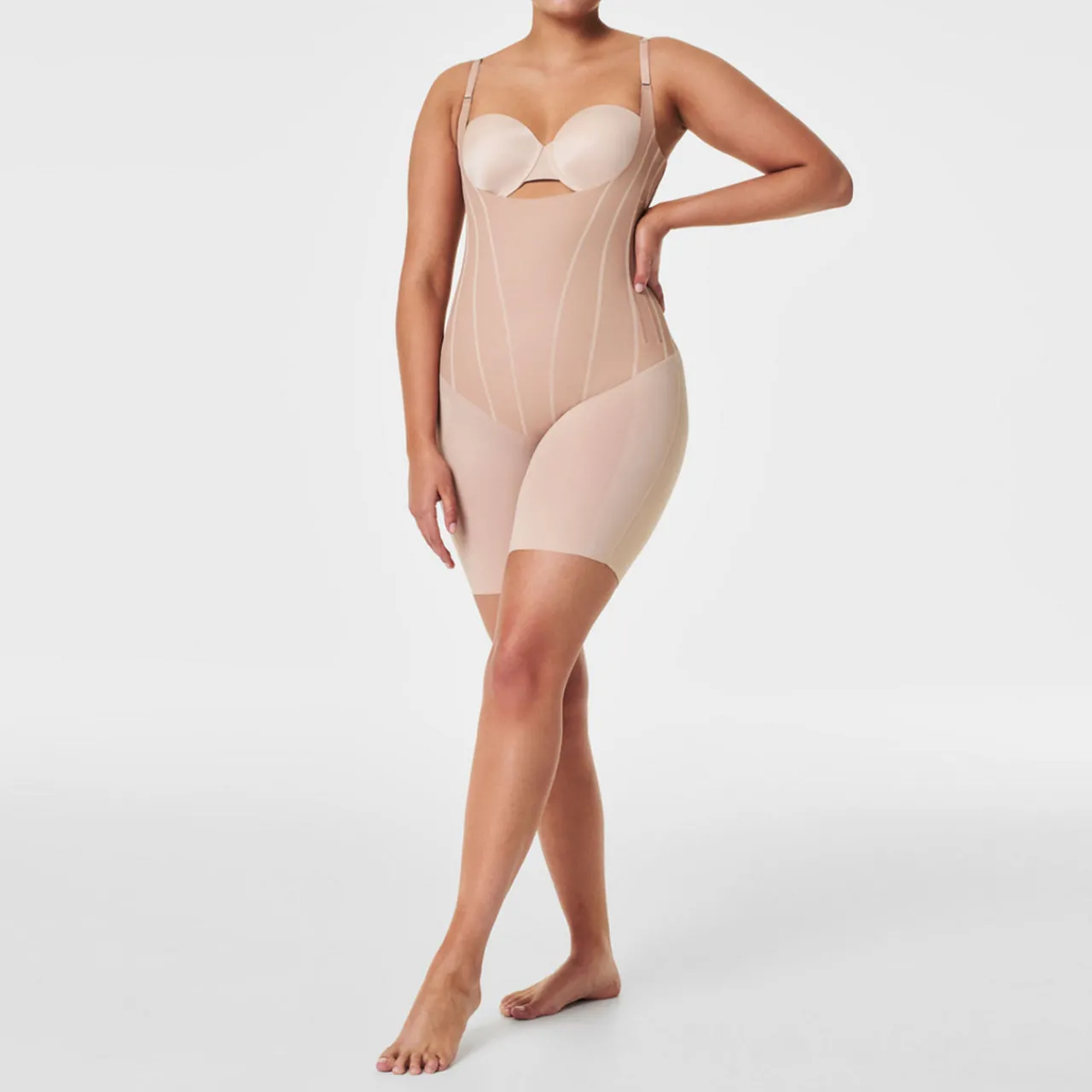 TotalContour Open-Bust Mid-Thigh Bodysuit Women Shapewear