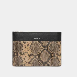 New Una Snake Panel Pouch Women Clutch Bags