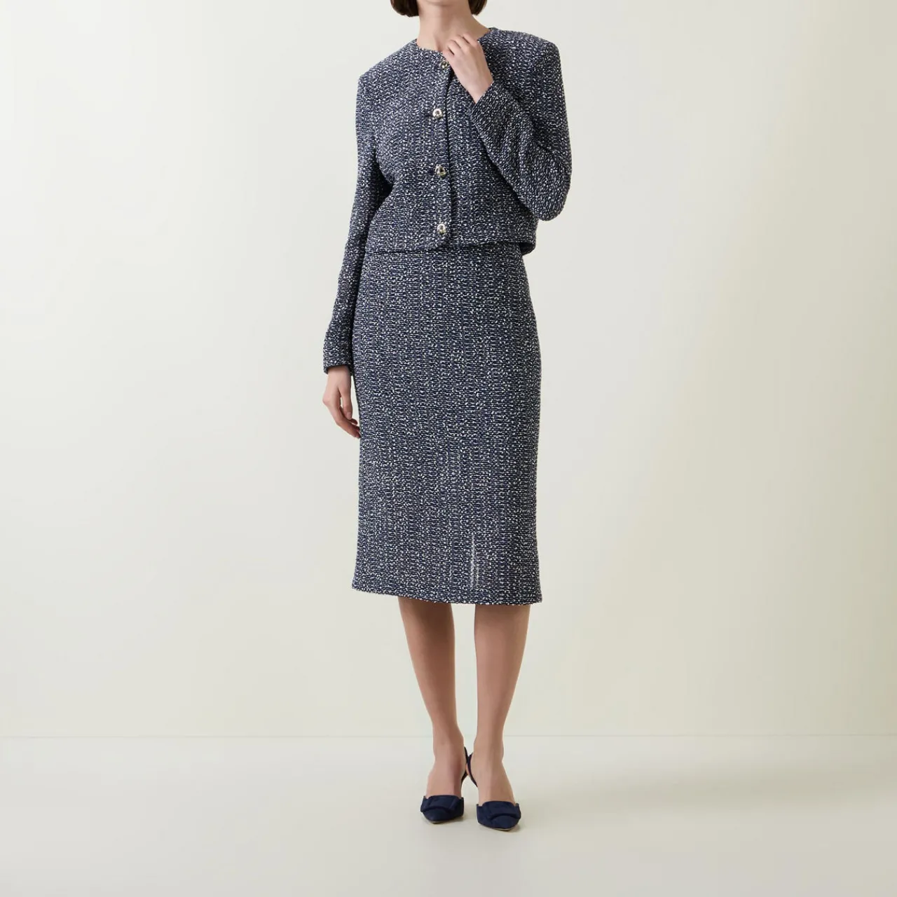 Outlet Vatilar Bouclé Knit Pencil Skirt Women Skirts