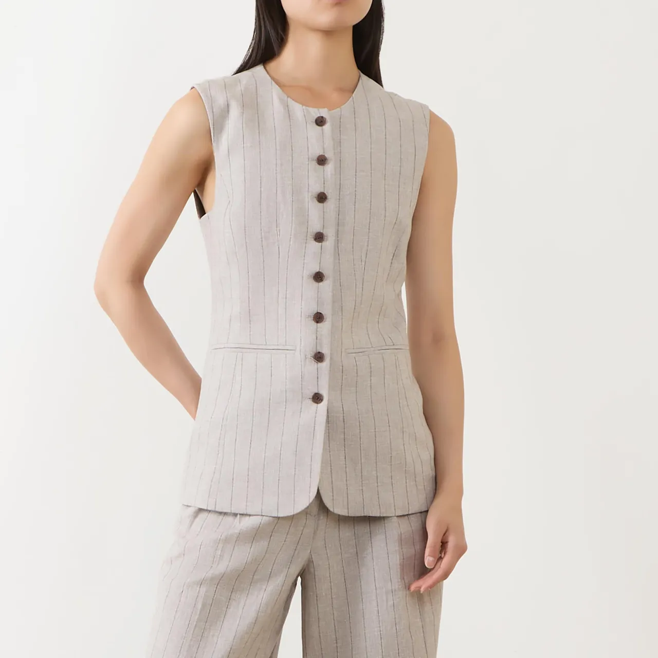 Outlet Vilka Pinstripe Wide Leg Trousers Women Coats & Jackets