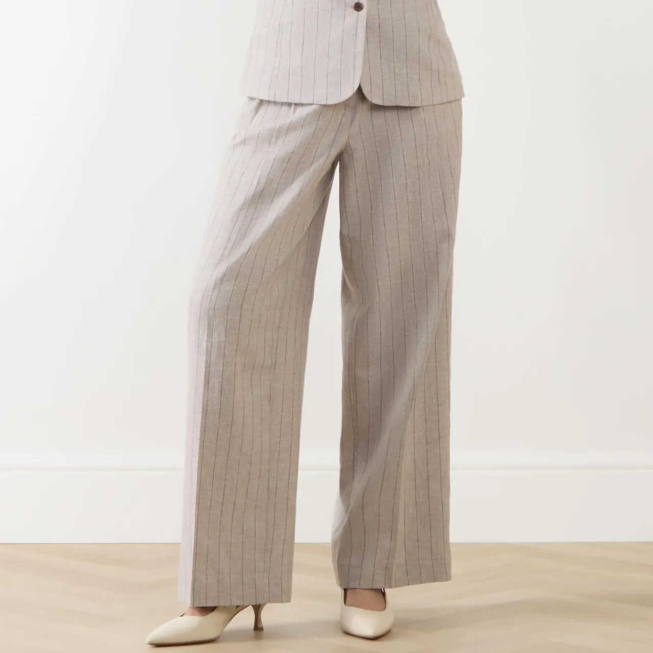 Sale Vilka Pinstripe Wide Leg Trousers Women Trousers & Shorts