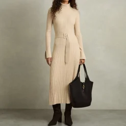 Discount Vinette Belted Rib-Knit Dress Women Dresses