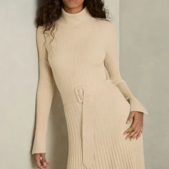 Discount Vinette Belted Rib-Knit Dress Women Dresses