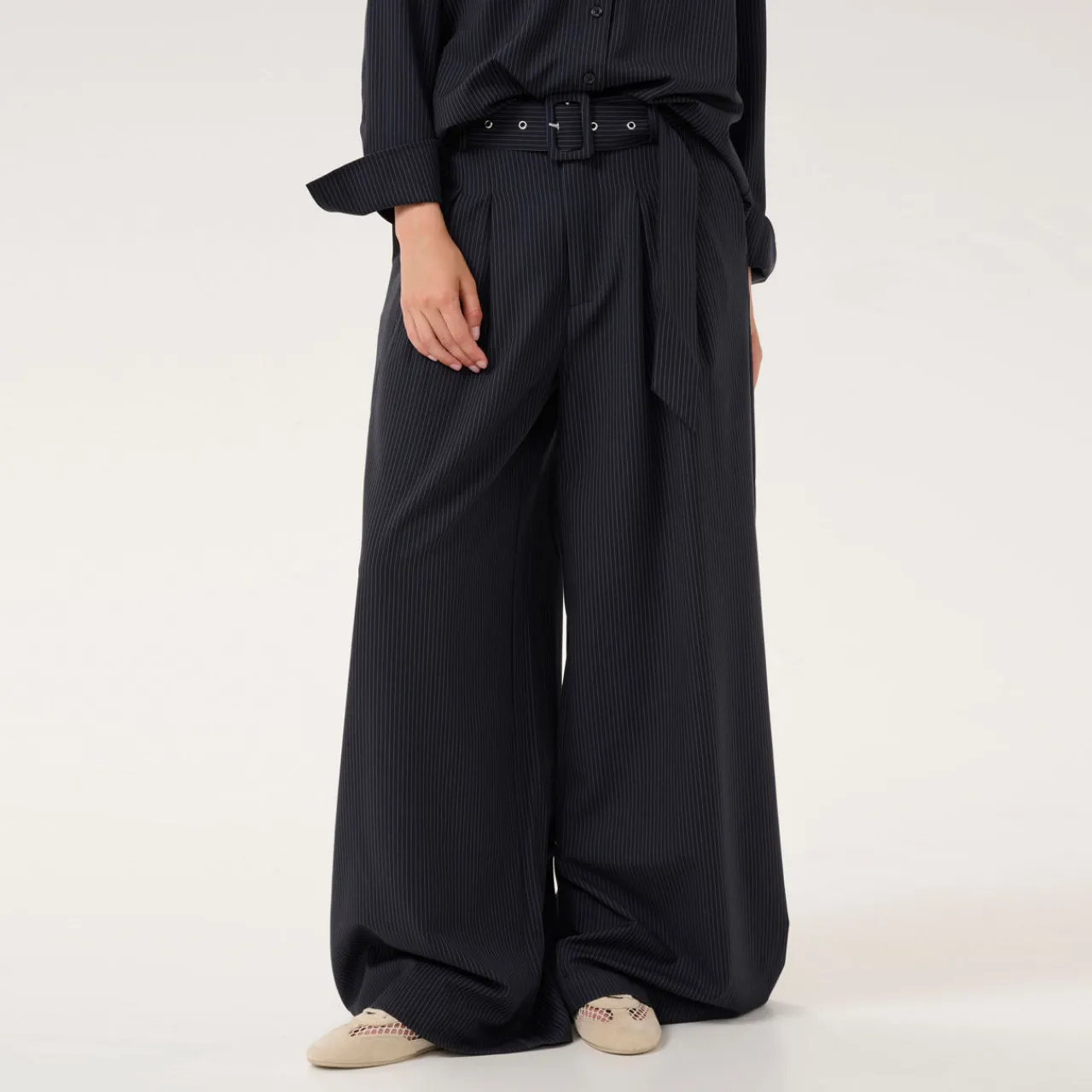 Best Vitta Striped Belted Wide-Leg Trousers Women Trousers & Shorts