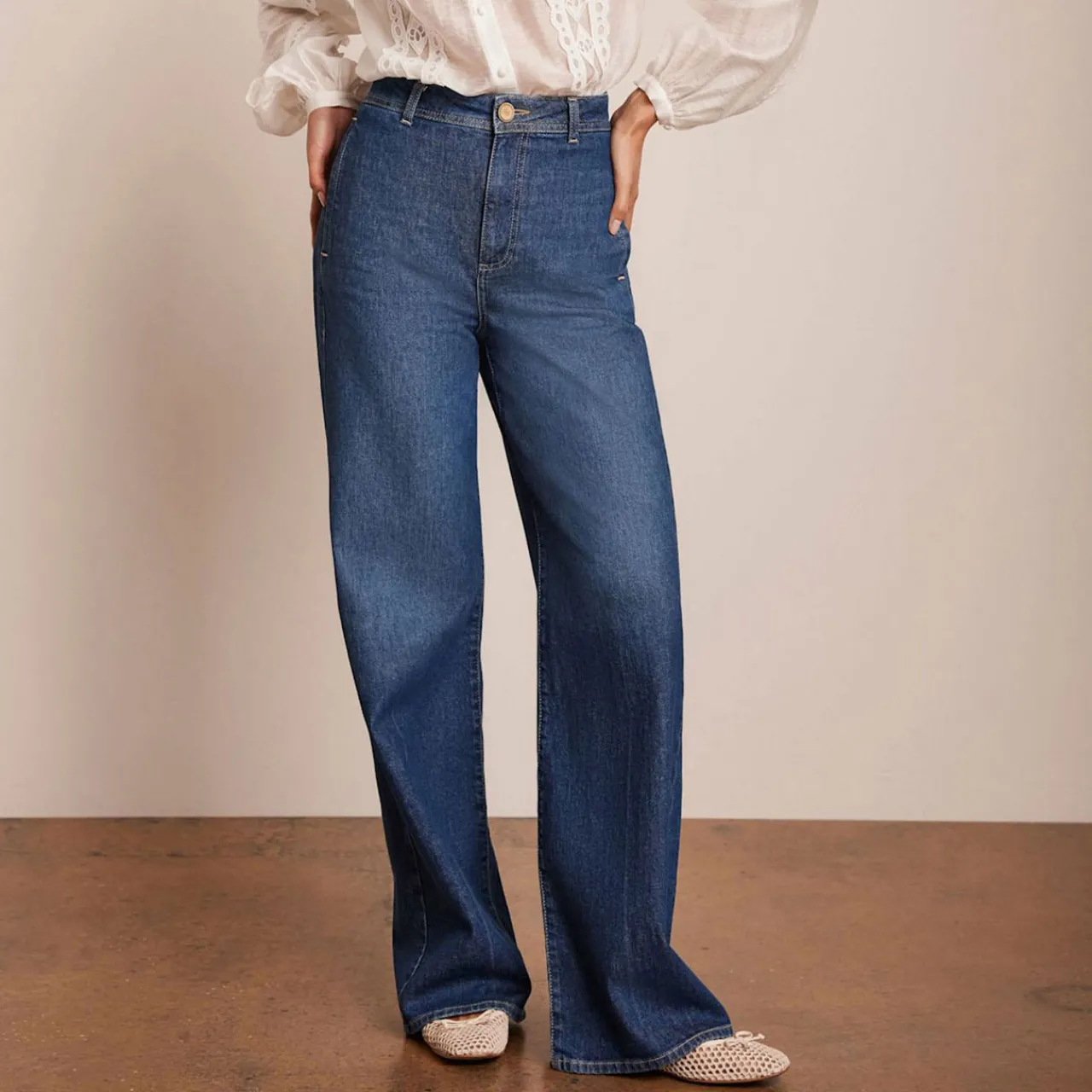 Clearance Washed Wide Leg Jeans Women Denim