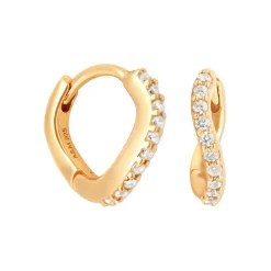 Outlet Wave Crystal 18k Gold-Plated Huggies Women Earrings