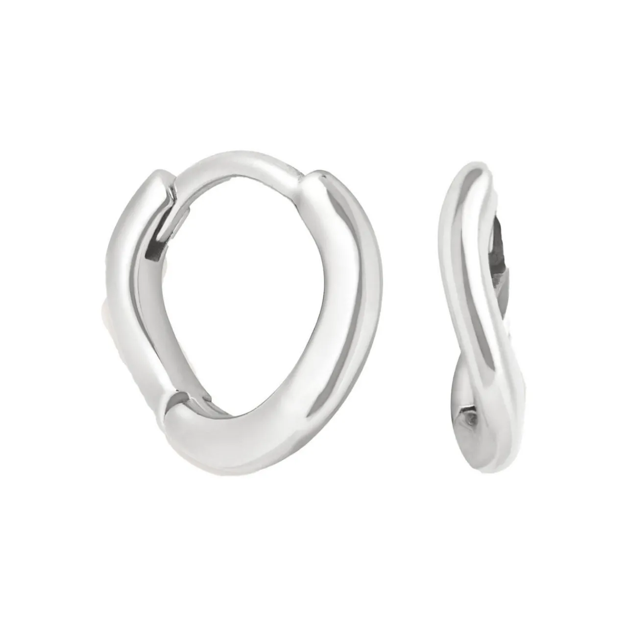 New Wave Rhodium-Plated Huggies Women Earrings