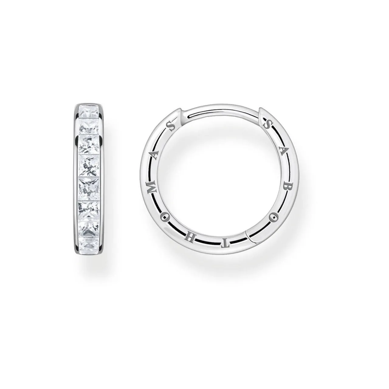 Discount White Stones Pavé Silver Hoop Earrings Women Earrings
