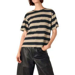 Sale Wide Stripe T-Shirt Women Tops