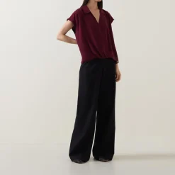 Outlet Wrap Draped Blouse Women Tops