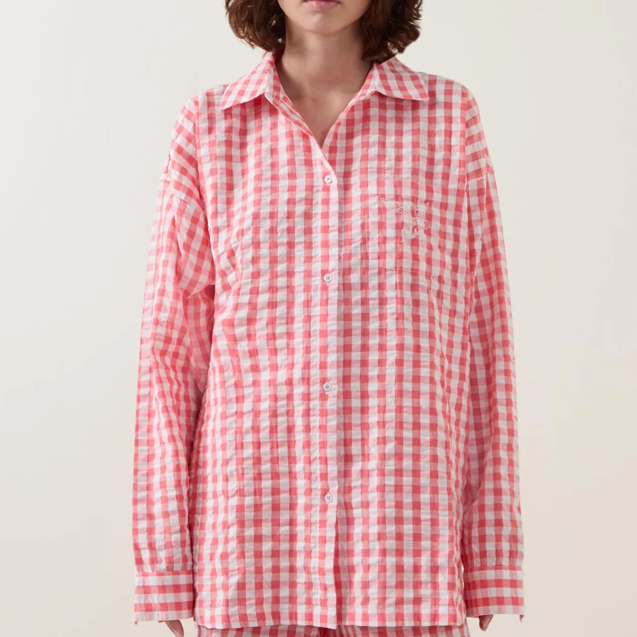 Hot Yew Gingham Pyjama Top Women Sleepwear
