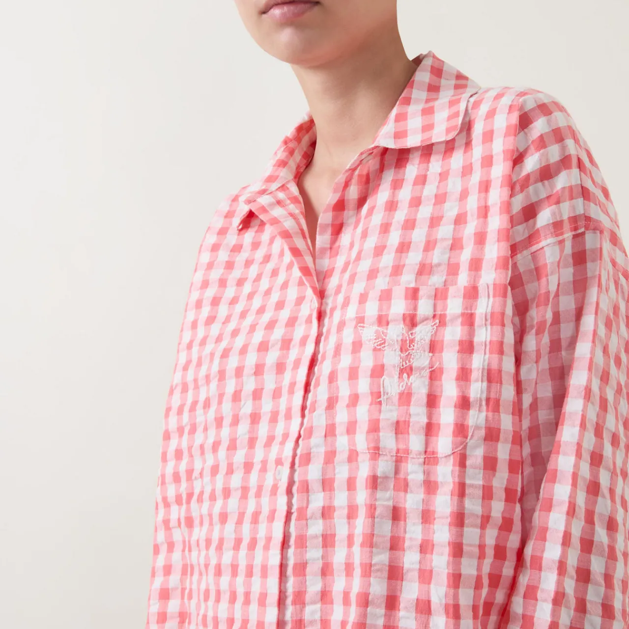 Hot Yew Gingham Pyjama Top Women Sleepwear