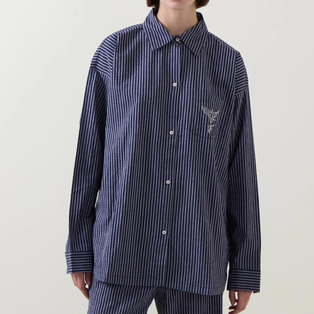 New Yew Striped Pyjama Shirt Women Sleepwear