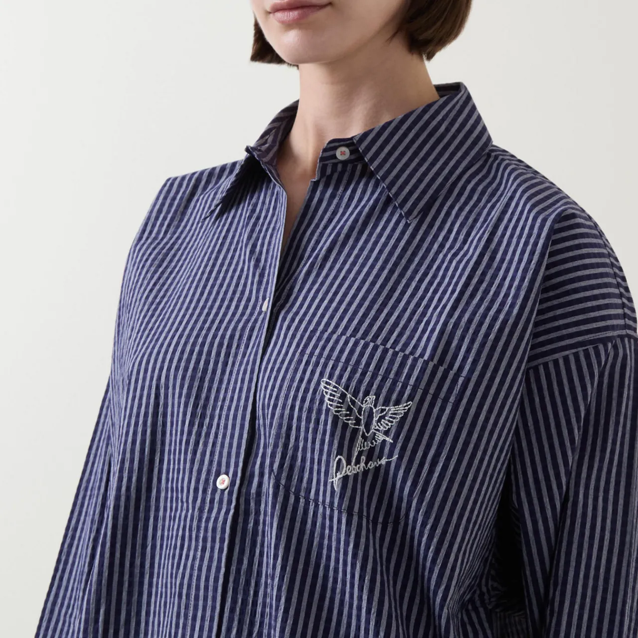 New Yew Striped Pyjama Shirt Women Sleepwear