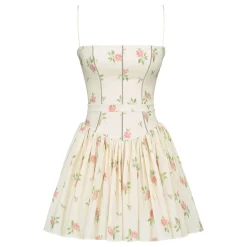 Ysabella Floral Mini Flared Sundress Women Dresses