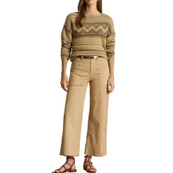 Clearance Yurshane Stretch Cropped Wide Leg Chinos Women Trousers & Shorts